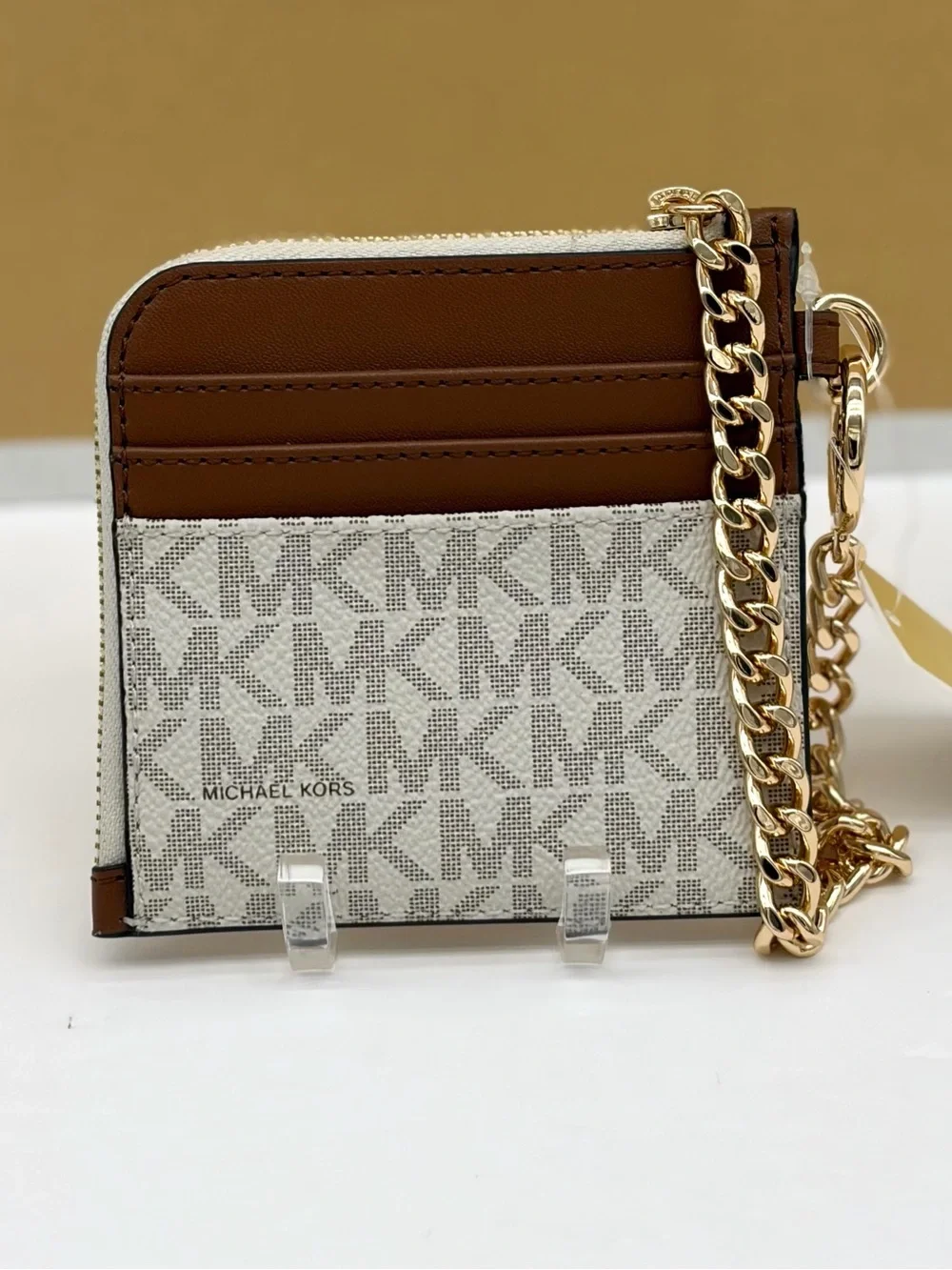 Michael Kors Jet Set Travel Signature Logo Chain Wallet Card Holder